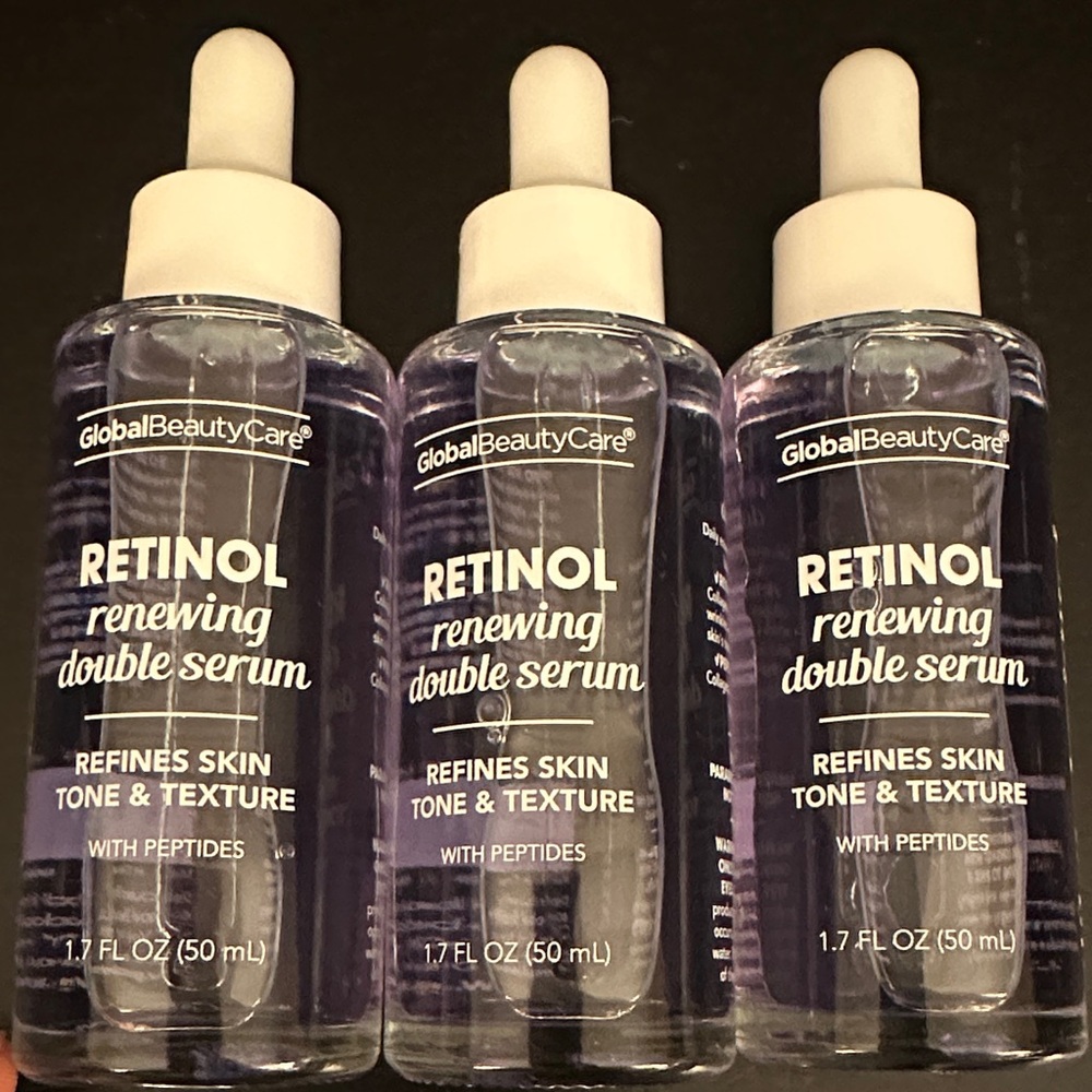 3 Global Beauty Care Retinol Renewing Double Serum + peptides refine tone skin
